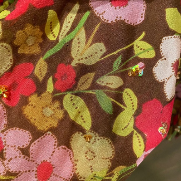 CONTEXT 100% Silk Floral Skirt Size 2 Ruffle Beaded Romantic Flowy Y2K Feminine - Picture 15 of 17